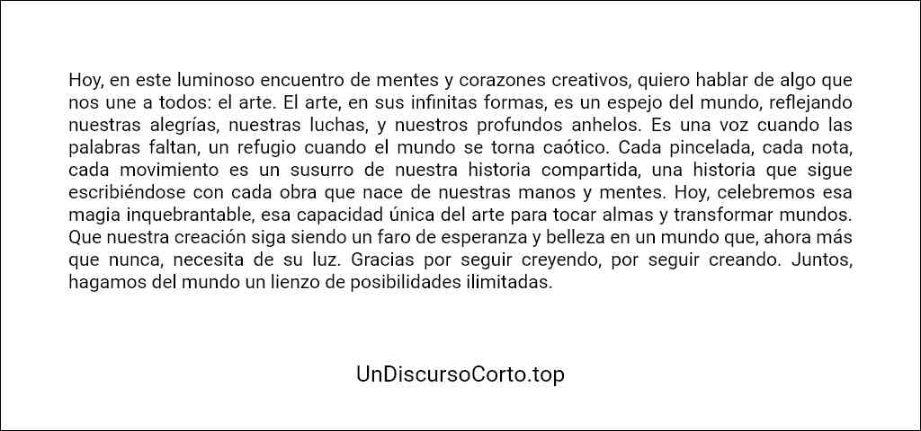 como elaborar un Discurso artístico corto