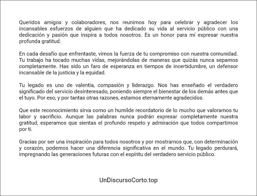 Discurso de agradecimiento a un político ejemplos