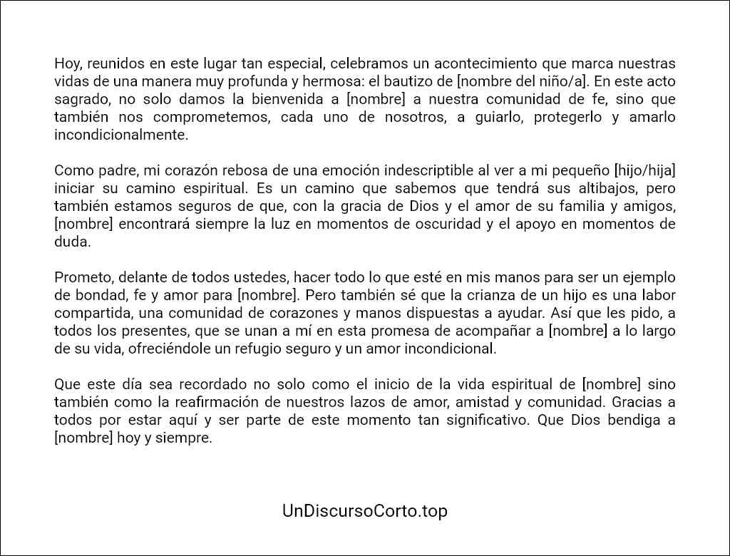 como redactar un Discurso de bautizo del padre 