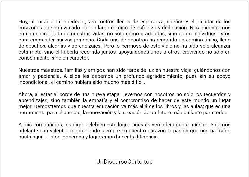 modelo de Discurso de un estudiante en su graduacion