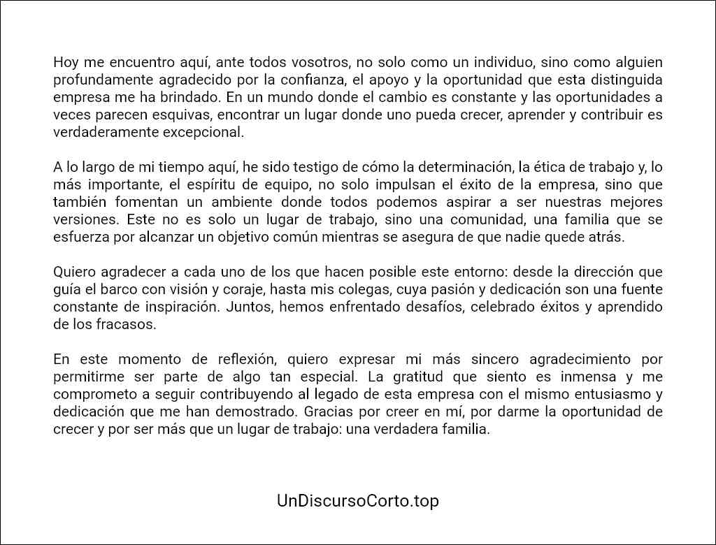 ejemplo de Discurso de agradecimiento a una empresa 