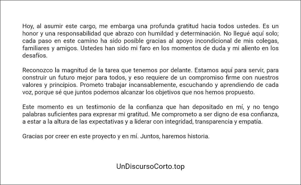 ejemplo de Discurso de agradecimiento al asumir un cargo 