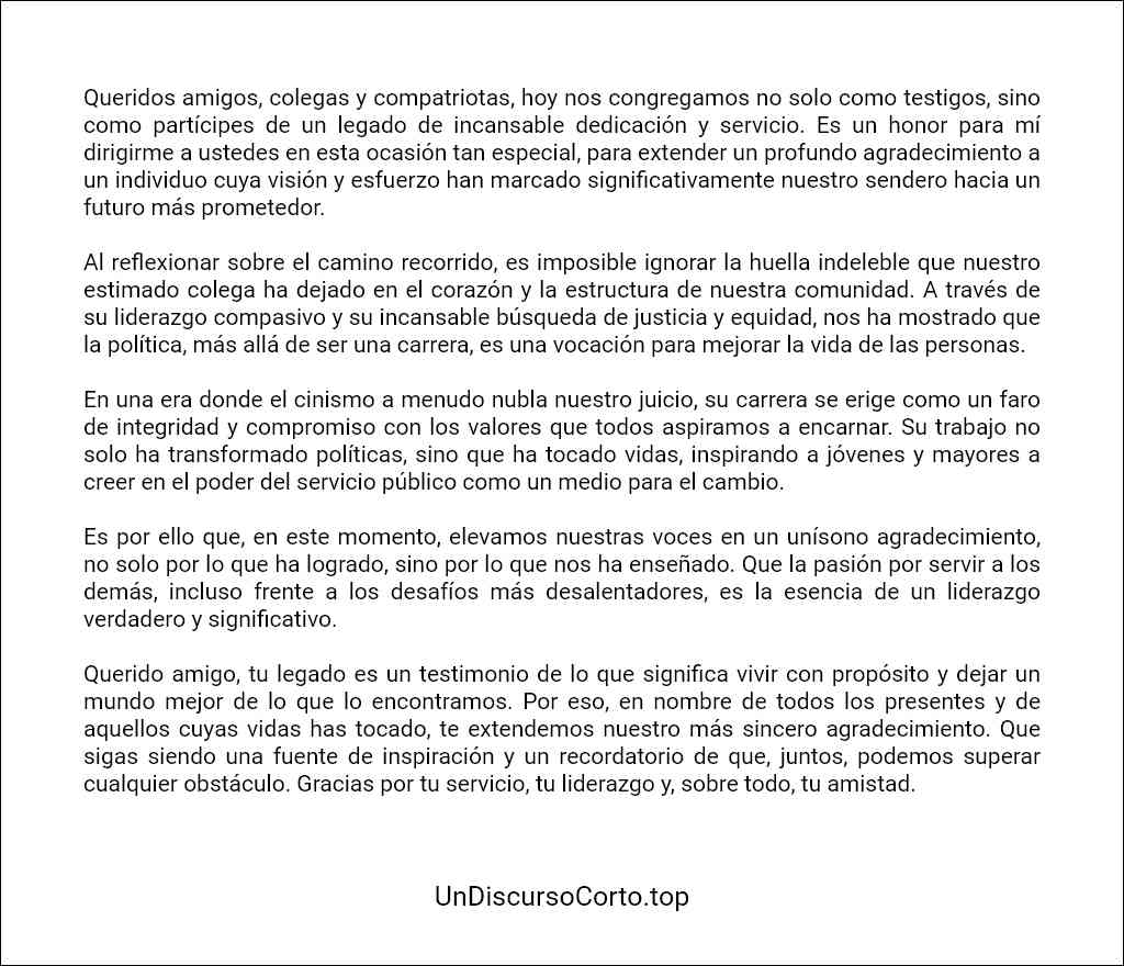 como elaborar un Discurso de agradecimiento a un político