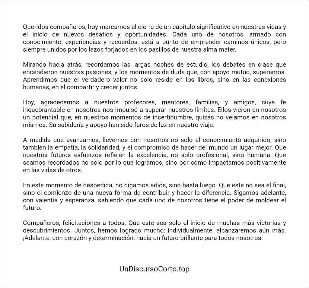 formato de Discurso de egresados universitarios 