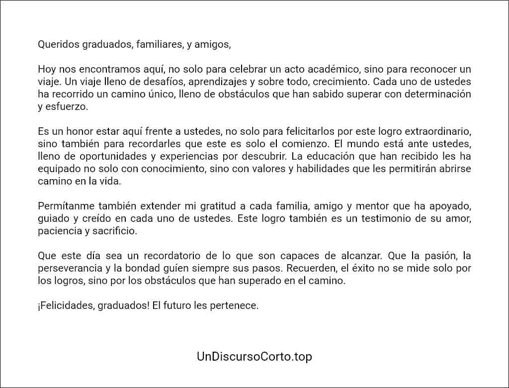 ejemplo de Discurso de felicitacion a graduados 